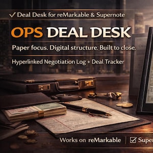 Deal Desk for reMarkable & Supernote | Hyperlinked PDF Negotiation Log + Deal Tracker | OPS Tools