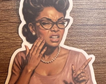 Retro Black Woman Reaction Sticker Set: 5 Sassy Vinyl Decals