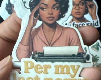 Per My Last Nerve Sticker | Sarcastic Retro Woman Office Humor Vinyl Decal | Funny Coworker Gift Waterproof