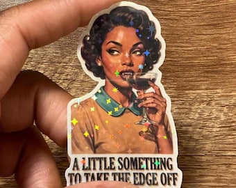 Stay Hydrated Vampire Blood Martini Sticker: Retro Black Woman Halloween Art