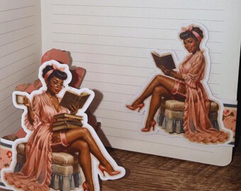 Black Woman Magnetic Bookmark, 6 Inch Bookish Reader Gift, Holographic & Matte Page Marker