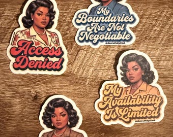 Boundary Sticker Bundle | Retro Black Woman Vinyl Stickers | 4 Pack