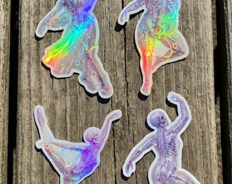 Pastel Goth Skeleton Ballerina Sticker | Holographic Ballet Vinyl Decal | Goth Aesthetic Funny Gift for Her