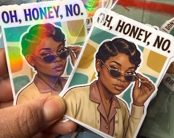 Sassy Retro Woman Sticker: Holographic Vinyl Option