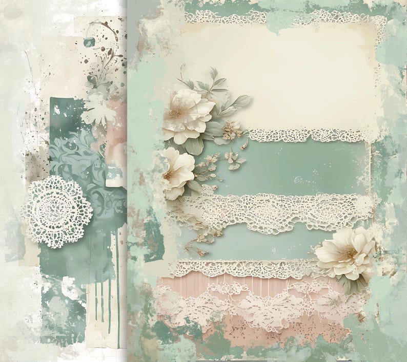 Shabby Chic Rose Junk Journal Pages, Vintage Floral Junk Journal Kit ...