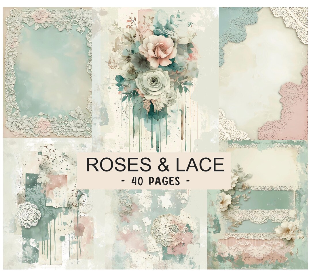 Shabby Chic Rose Junk Journal Pages, Vintage Floral Junk Journal Kit ...