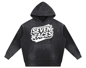 Vintage hoodie van gewassen, gerafelde fleece | Oversized streetwear-pulloverhoodie