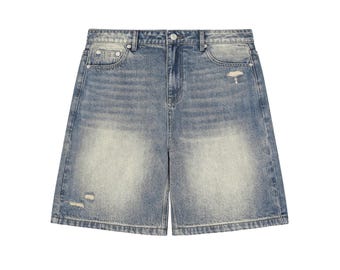 Faded Distressed Baggy Denim Shorts | Vintage Wash Oversized Streetwear Jean Shorts