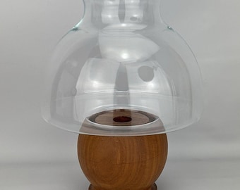 Vintage dänischer moderner Gailstyn-Sutton Teak- und Glas-Windlicht-Kerzenhalter