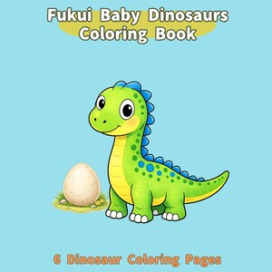Baby Dinosaur Coloring Book Printable PDF, 6 Cute Dinosaur Coloring Pages for Kids, Instant Download