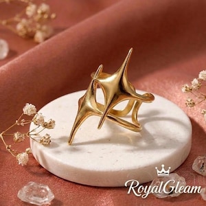 Abstract Sculptural Statement Ring, Modern Geometric Ring, Minimalist Gold Silver Ring, Unique Artistic Jewelry Gift for Women