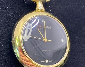 Vintage Joan Rivers Classic Pocket Watch Necklace New Battery