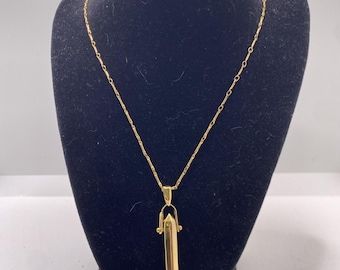 Stella & Dot Rebel Necklace Gold Tone Minimalist Modern Amulet Long Chain 30"