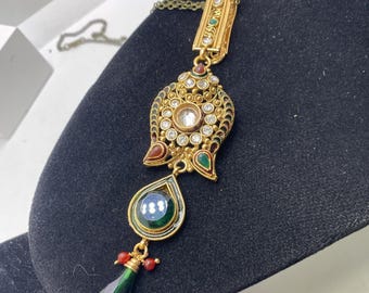 Womens Gold Tone Gem Pendant Necklace