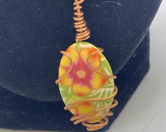 Womens Floral Stone Colorful Pendant Necklace