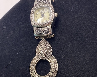 Geneva Silver Mop Southwest Custom Beaded Watch Necklace Works New Battery