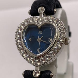 VTG Black and silver cuff bracelet watch with rhinestone accents VIVANI Silver Band Wristwatches for sale | eBay main image 4