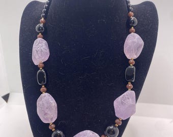 Amethyst Necklace Lee Sands Rose Quartz Beads Chunky Amethyst Nuggets