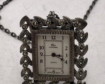 Cenere Womens Silver Necklace Watch Stand Up Watch Combo Works New Batterh
