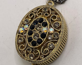 Vanity Fair Womens Mop Dial Pocket Watch Necklace New Battery