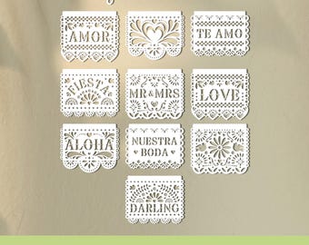 Papel Picado bruiloft svg, png, pdf, Mexicaanse gors, Day Of The Dead, Mexicaanse banner, gesneden bestanden Mexico bruiloft decor, Instant Download