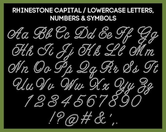 Cursive Rhinestone Letters Font Pattern, SS10, svg, pdf, cdr, dxf, Instant Download