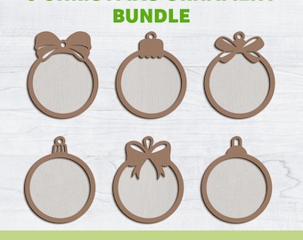Blank Ornament svg, Bundle, Personalized Wood Ornament svg, Round Bauble Ornament Laser Files, Christmas Ornament svg, DIY, Instant Download