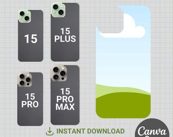 Telefoon 15 Pro Case Sublimatie Leeg Sjabloon, DIY, Canva, Drag Drop, Cricut, Instant Download