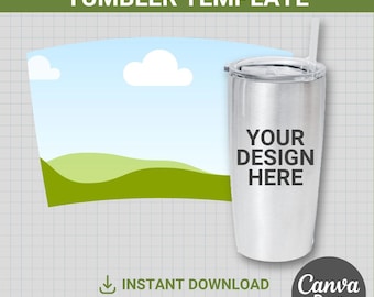20oz Regular Makerflo Tumbler Blank Template, Full Wrap, Sublimation, editable, Canva, Drag & Drop