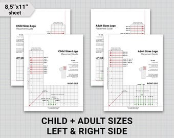 t-shirt embroidery logo placement guides, Bundle, Adult Size & Child Size, embroidery placement ruler, pdf, jpeg, Instant Download