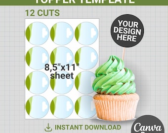 2,5 inch cupcake toppers canvas sjabloon, bewerkbaar cupcake frame, doe-het-zelf, cupcake toppers, direct downloaden