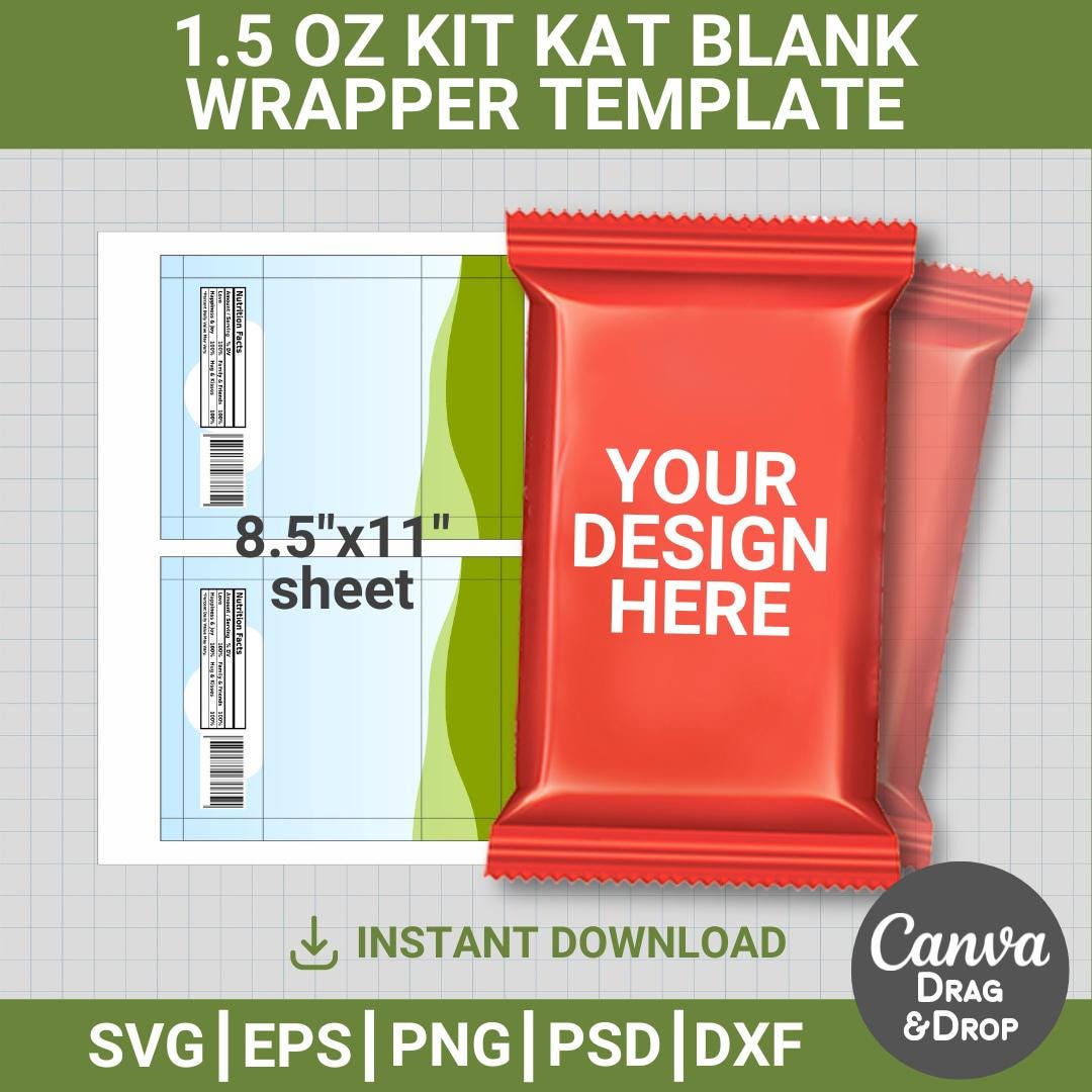 Kit Kat Wrapper Template, DIY, Editable, Small Chocolate Party Favor ...