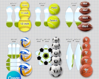 Sport Ball Panel Template, BUNDLE, basketball panel, football panel, DIY, custom ball wrap, sublimation, Canva, editable, Instant Download