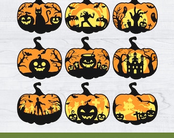 Layered Pumpkin SVG, 3D Halloween Decorations, Multilayer Halloween Svg, Spooky Jack-o-Lantern, Laser Cut File, DIY, Instant Download