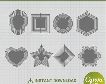 Wind spinner blank template, BUNDLE, wind spinner frame, svg, png, Cricut, Canva, Drag & Drop