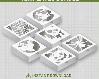 Halloween Treat Box Bundle, Halloween Box Blank Template, Cut Files, Halloween Party Candy Favor Box, DIY, Treat Packaging, Instant Download