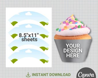 Sjabloon cupcake wrapper, lege sjabloon cupcake wrap, DIY, feestsjablonen, canvas, slepen en neerzetten, Cricut, cupcakedecor, direct downloaden
