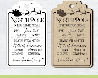 North Pole Special Delivery Tag svg, North Pole Santa Gift Tag, laser cut file, Christmas Gift Tag, Cricut, Silhouette, instant download