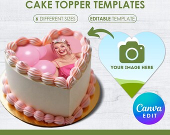 Bewerkbare sjabloon voor Burn Away taarttopper, hartvorm taarttopper, Burn Away verjaardagstaarttopper, custom, canvas, svg, psd, png
