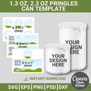 Pringles Can Labels Template BUNDLE, Pringles Wrap Blank Template, DIY Party templates, Canva, Drag & Drop, Cricut, Potato Chip Can Template