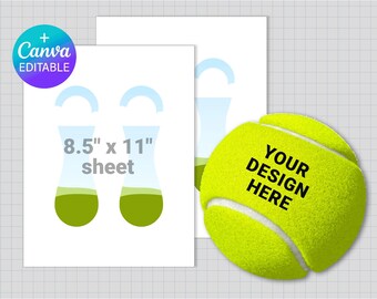 Tennis & Padel Ball Panel Template, ALL SIZES,  custom ball wrap, sublimation, Canva, editable, DIY, Instant Download