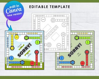 Sorry bordspel lege bewerkbare sjabloon, aangepaste gepersonaliseerde sorry spel, svg, png, pdf, canva, Cricut, maak je eigen spel, direct downloaden