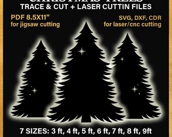 Christmas Tree Silhouette Stencil Template: DIY Lawn Decor (PDF Download, 3-9ft Bundle)