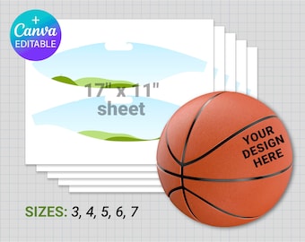 Basketball Ball Panel Template, ALL SIZES, basketball panel, DIY, custom ball wrap, sublimation, Canva, editable, Instant Download