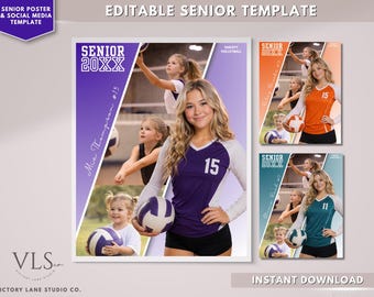 Volleyball Senior Poster Template, Senior Night, Sports Collage, Senior Sports Poster, Custom Senior Night Poster,Senior Athlete Poster