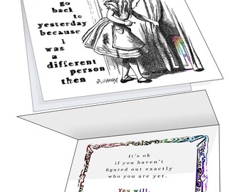 Eine von Alice im Wunderland inspirierte Karte über die persönliche Reise
