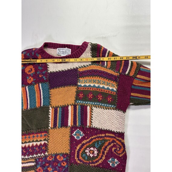 Reference Point Vintage 90s Patchwork Knit Sweate… - image 2