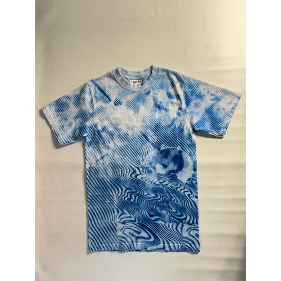 Tame Impala Currents Blue AOP Shaka Wear Heavy Cotton Graphic T-Shirt Sz Small