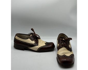 Ambassador Mens Vintage Two Tone Wingtip Spectator Oxfords Brown Cream 9.5 D