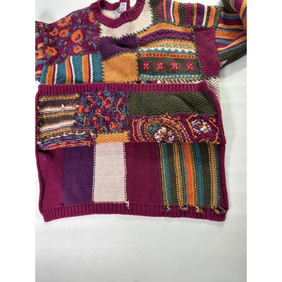 Reference Point Vintage 90s Patchwork Knit Sweate… - image 11
